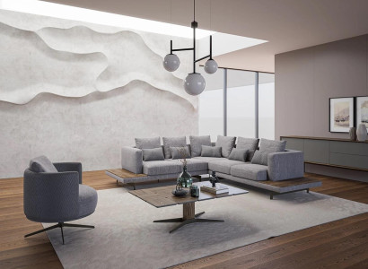 Living room Suite 3-piece Textile Sofa Couch L-shape new Coffee table Luxury Furniture